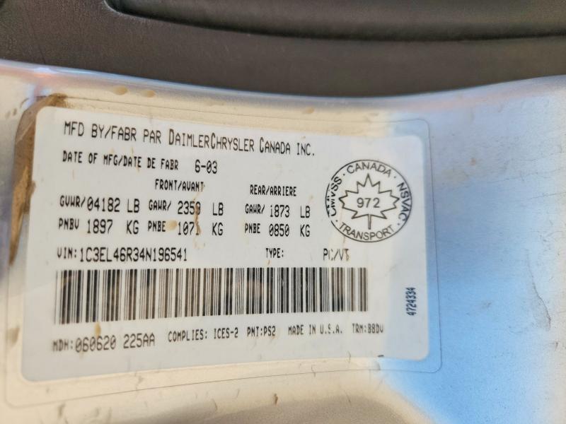 Продажа на аукционе авто 2004 Chrysler Sebring, vin: 1C3EL46R34N196541, номер лота: 61012436