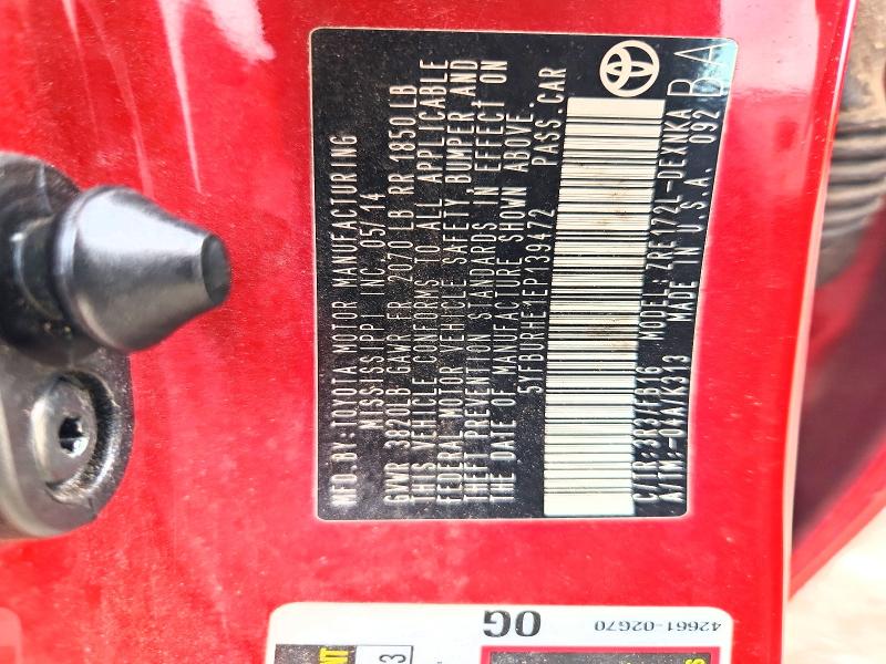 Aukcja sprzedaży 2014 Toyota Corolla, vin: 5YFBURHE1EP139472, numer aukcji: 62325776