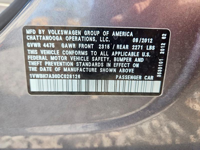 Aukcja sprzedaży 2013 Volkswagen Passat, vin: 1VWBH7A30DC028126, numer aukcji: 41634016
