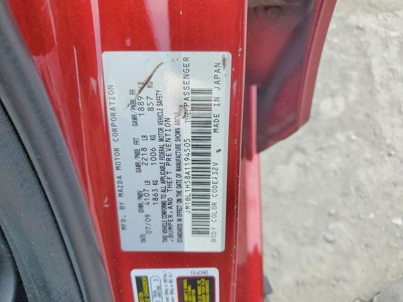 62488166 :رقم المزاد ، JM1BL1H58A1194505 vin ، 2010 Mazda 3 مزاد بيع