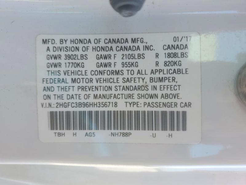 Продаж на аукціоні авто 2017 Honda Civic, vin: 2HGFC3B96HH356718, номер лоту: 60154316