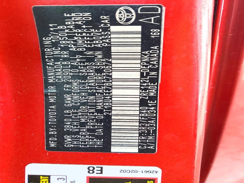 Продаж на аукціоні авто 2011 Toyota Corolla, vin: 2T1BU4EE7BC720672, номер лоту: 60782486