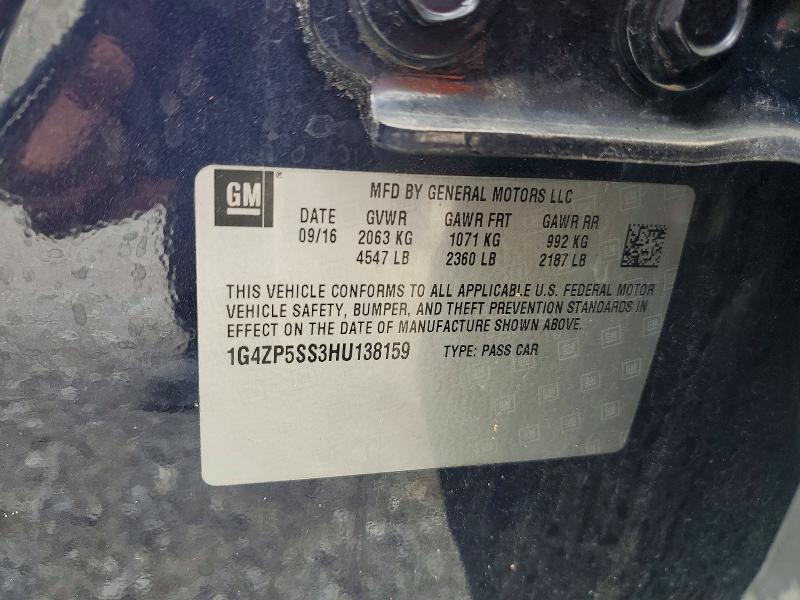 Auction sale of the 2017 Buick Lacrosse, vin: 1G4ZP5SS3HU138159, lot number: 62048566