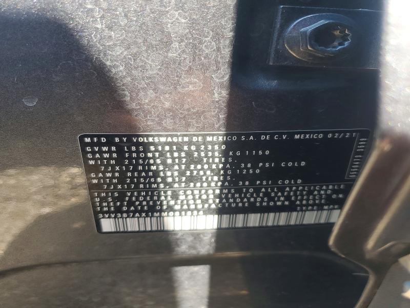 Aukcja sprzedaży 2021 Volkswagen Tiguan, vin: 3VV3B7AX1MM081834, numer aukcji: 60593016