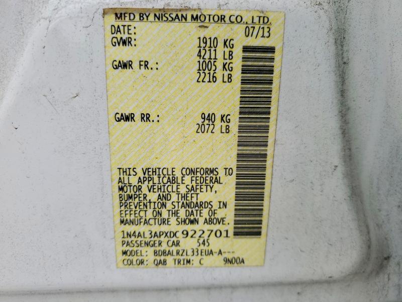 Продажа на аукционе авто 2013 Nissan Altima, vin: 1N4AL3APXDC922701, номер лота: 59624046