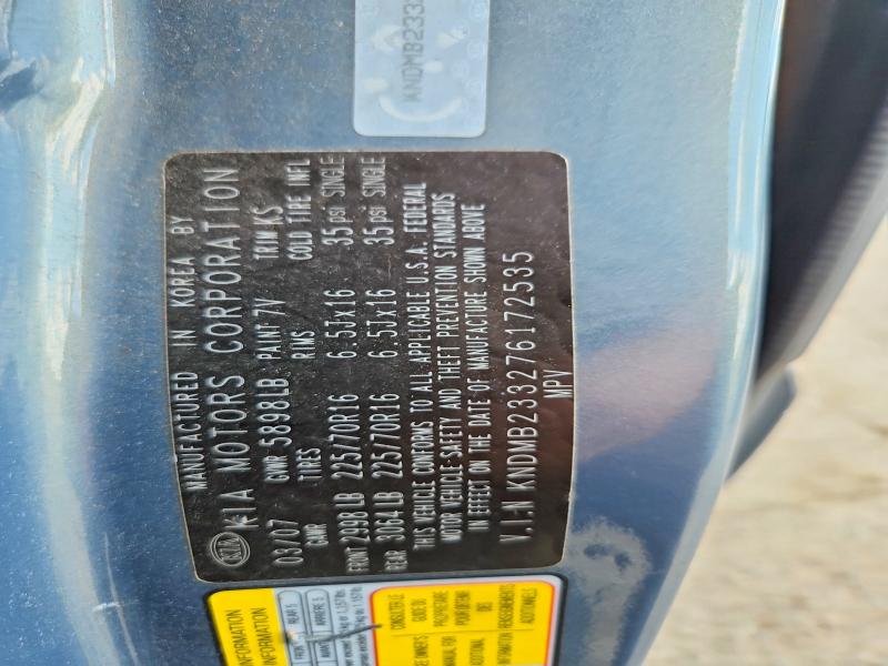 60278576 :رقم المزاد ، KNDMB233276172535 vin ، 2007 Kia Sedona مزاد بيع