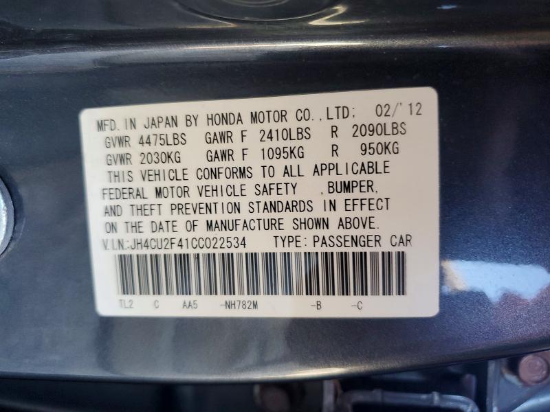 Продаж на аукціоні авто 2012 Acura Tsx, vin: JH4CU2F41CC022534, номер лоту: 62279536