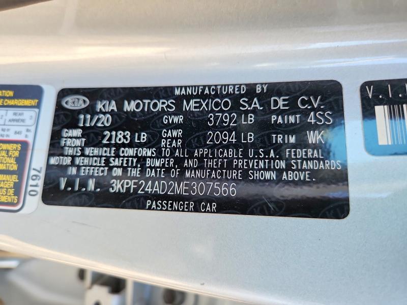 2021 Kia Forte მანქანა იყიდება აუქციონზე, vin: 3KPF24AD2ME307566, აუქციონის ნომერი: 62801916