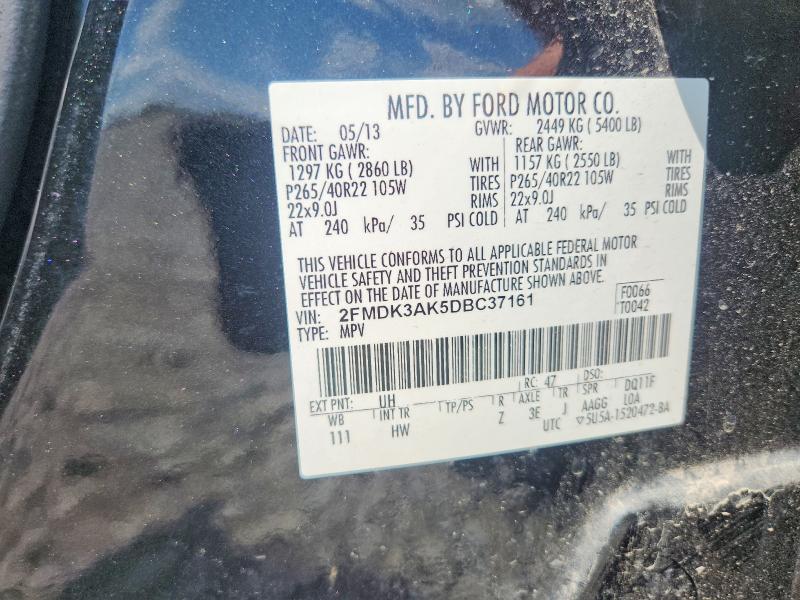 63418876 :رقم المزاد ، 2FMDK3AK5DBC37161 vin ، 2013 Ford Edge مزاد بيع