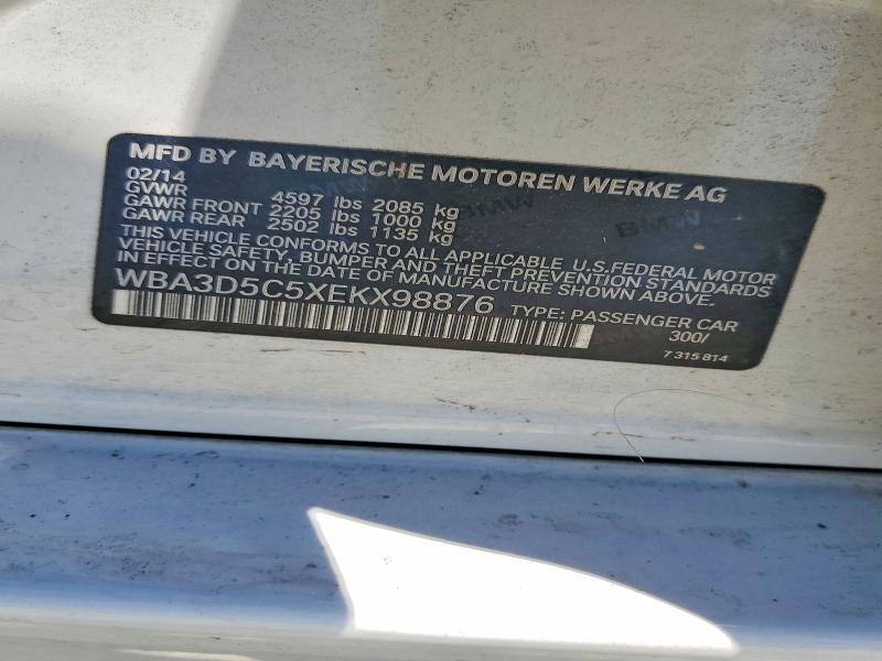 61547956 :رقم المزاد ، WBA3D5C5XEKX98876 vin ، 2014 Bmw 328 مزاد بيع