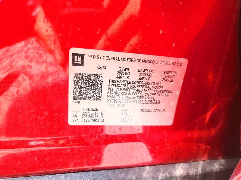 2019 Gmc Terrain მანქანა იყიდება აუქციონზე, vin: 3GKALMEV1KL135618, აუქციონის ნომერი: 62799126