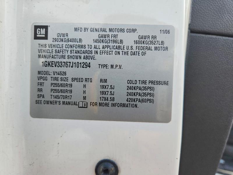 2007 Gmc Acadia მანქანა იყიდება აუქციონზე, vin: 1GKEV33767J101294, აუქციონის ნომერი: 61491556