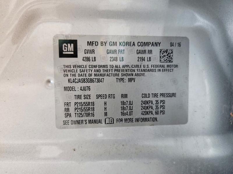 Aukcja sprzedaży 2016 Buick Encore, vin: KL4CJASB3GB673047, numer aukcji: 60136356