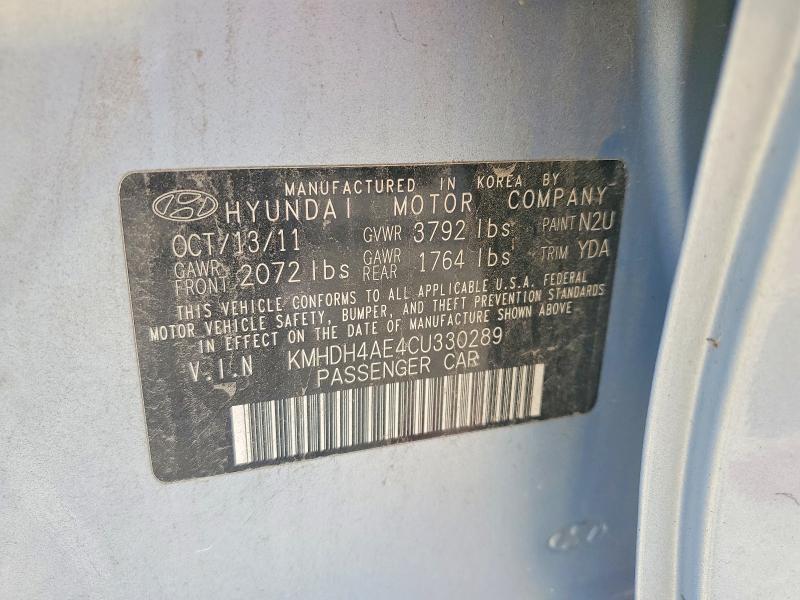 59794026 :رقم المزاد ، KMHDH4AE4CU330289 vin ، 2012 Hyundai Elantra مزاد بيع