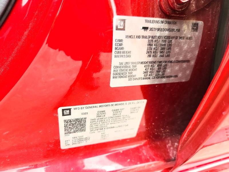 Продажа на аукционе авто 2021 Gmc Sierra, vin: 3GTP9EED0MG291758, номер лота: 62583786