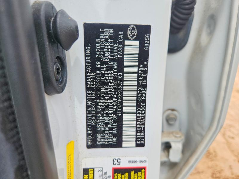 61411696 :رقم المزاد ، 4T1BZ1HK6KU507163 vin ، 2019 Toyota Camry مزاد بيع