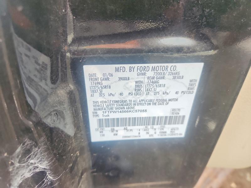 62037246 :رقم المزاد ، 1FTPW14566KC57055 vin ، 2006 Ford F150 مزاد بيع