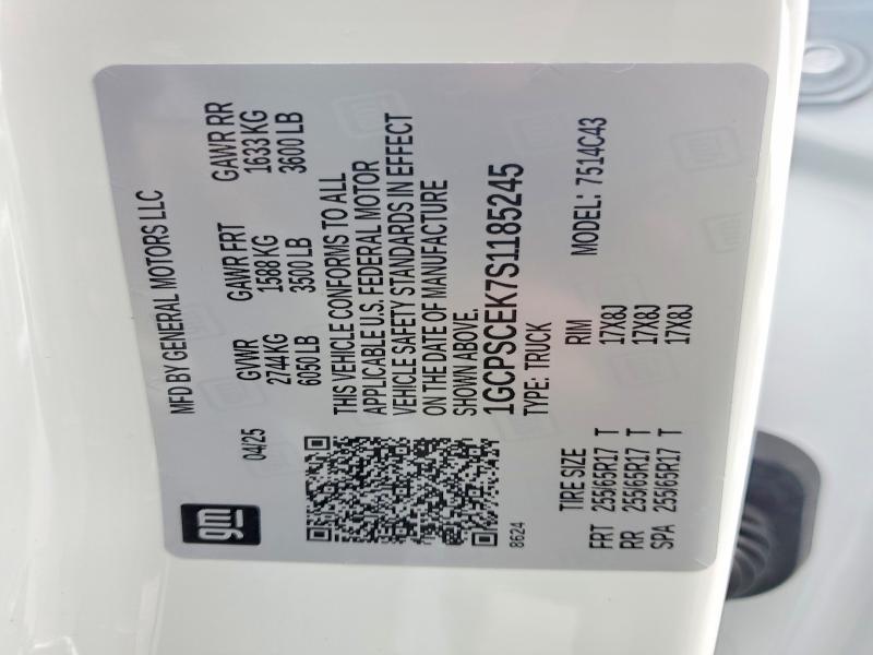 Auction sale of the 2025 Chevrolet Colorado, vin: 1GCPSCEK7S1185245, lot number: 56438656