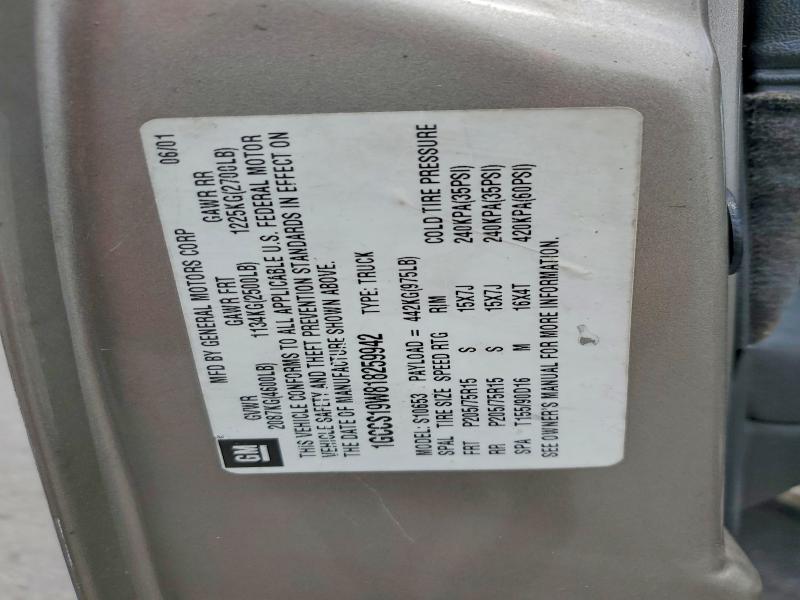 Aukcja sprzedaży 2001 Chevrolet S Truck, vin: 1GCCS19W818259942, numer aukcji: 60777026