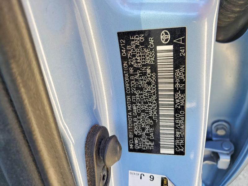 Продажа на аукционе авто 2012 Toyota Prius Plug-in Hybrid, vin: JTDKN3DP8C3009566, номер лота: 61797116