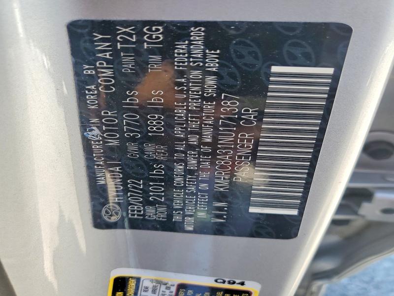 Продаж на аукціоні авто 2022 Hyundai Venue, vin: KMHRC8A31NU171387, номер лоту: 60646846