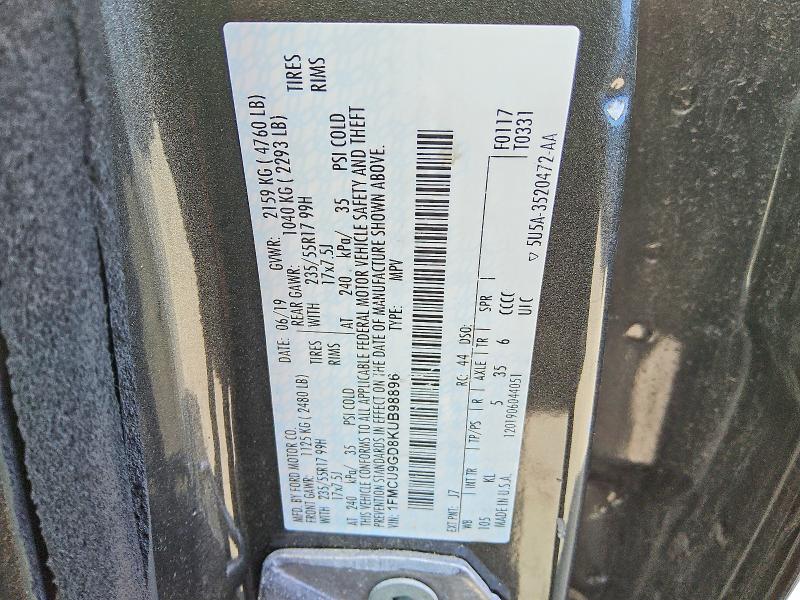 Aukcja sprzedaży 2019 Ford Escape, vin: 1FMCU9GD8KUB98896, numer aukcji: 63830906