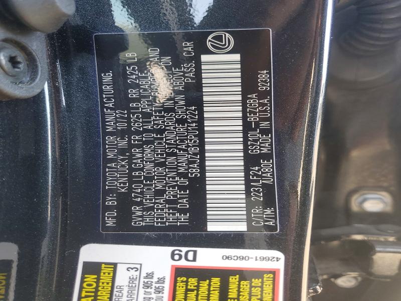 Продажа на аукционе авто 2023 Lexus Es, vin: 58AJZ1B15PU141224, номер лота: 63422606