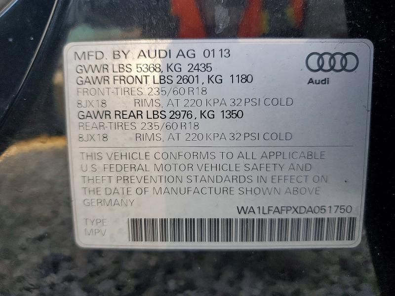 Aukcja sprzedaży 2013 Audi Q5, vin: WA1LFAFPXDA051750, numer aukcji: 61367756