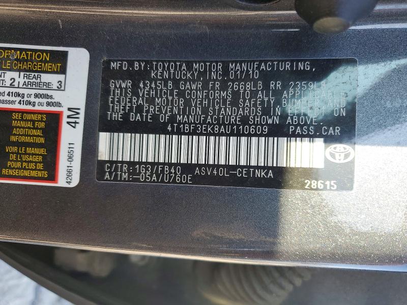 Продаж на аукціоні авто 2010 Toyota Camry, vin: 4T1BF3EK8AU110609, номер лоту: 61248966