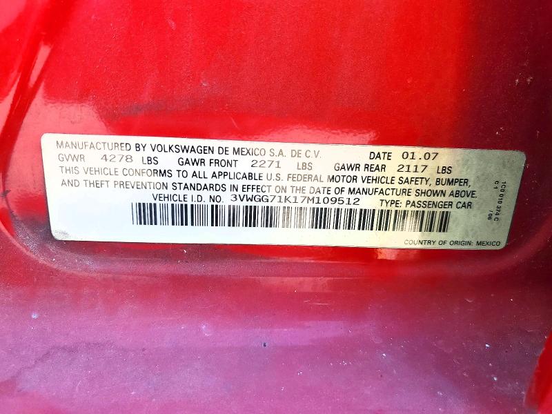 Продаж на аукціоні авто 2007 Volkswagen Jetta, vin: 3VWGG71K17M109512, номер лоту: 59932316