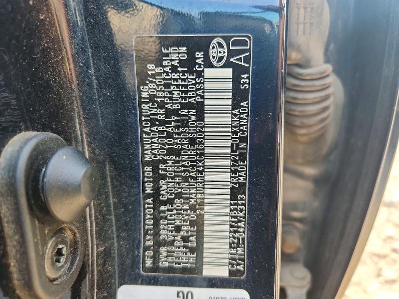 60777656 :رقم المزاد ، 2T1BURHE4KC163020 vin ، 2019 Toyota Corolla مزاد بيع