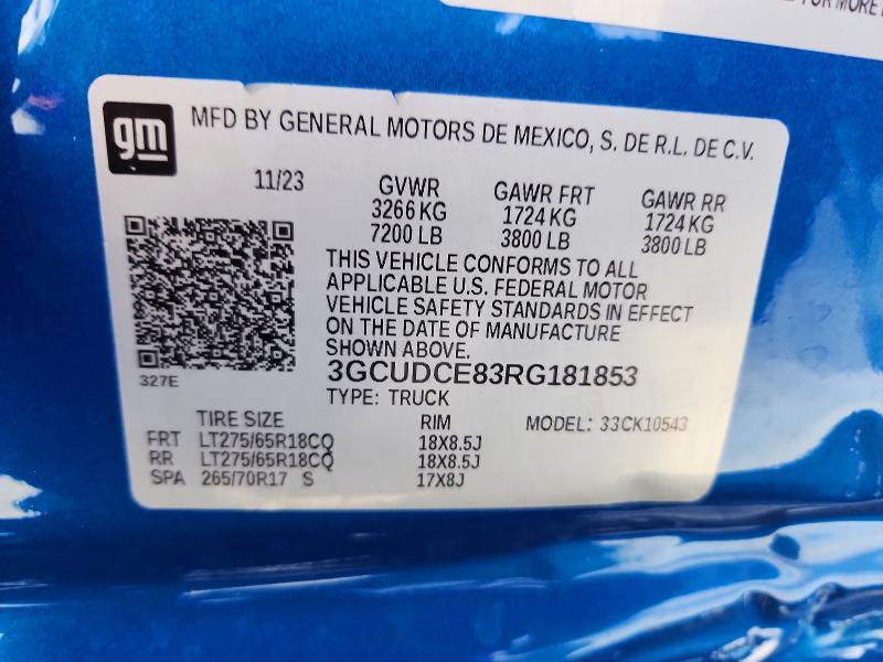 Aukcja sprzedaży 2024 Chevrolet Silverado, vin: 3GCUDCE83RG181853, numer aukcji: 61036406