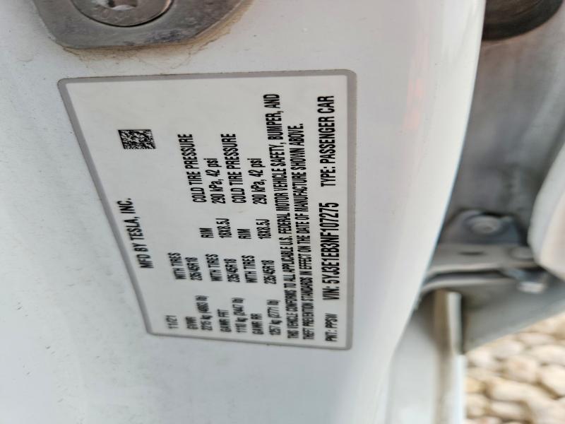 62534046 :رقم المزاد ، 5YJ3E1EB3NF107275 vin ، 2022 Tesla Model 3 مزاد بيع