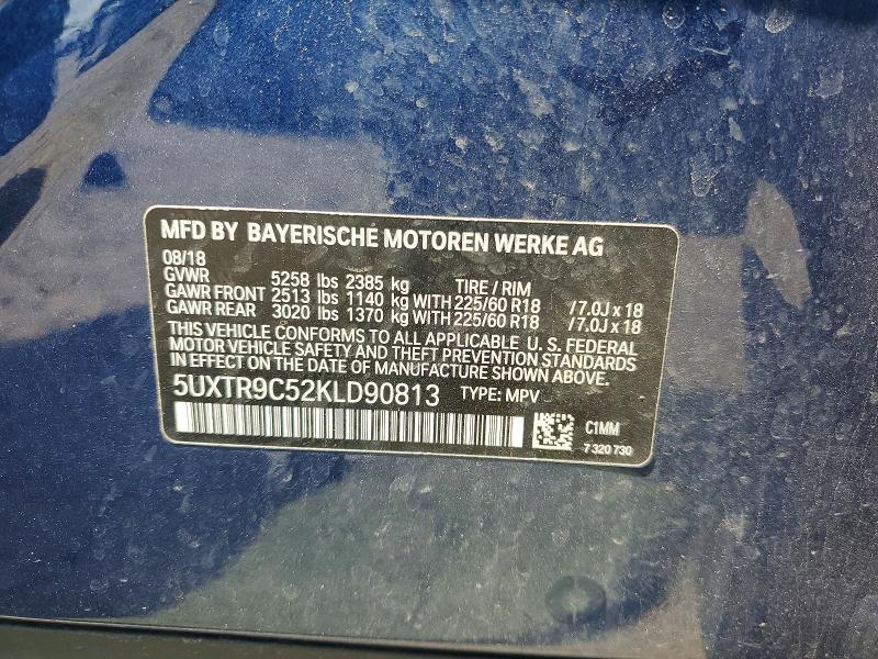 Продаж на аукціоні авто 2019 Bmw X3, vin: 5UXTR9C52KLD90813, номер лоту: 62124126