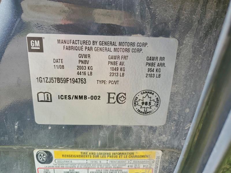 2009 Chevrolet Malibu მანქანა იყიდება აუქციონზე, vin: 1G1ZJ57B59F194763, აუქციონის ნომერი: 61396286