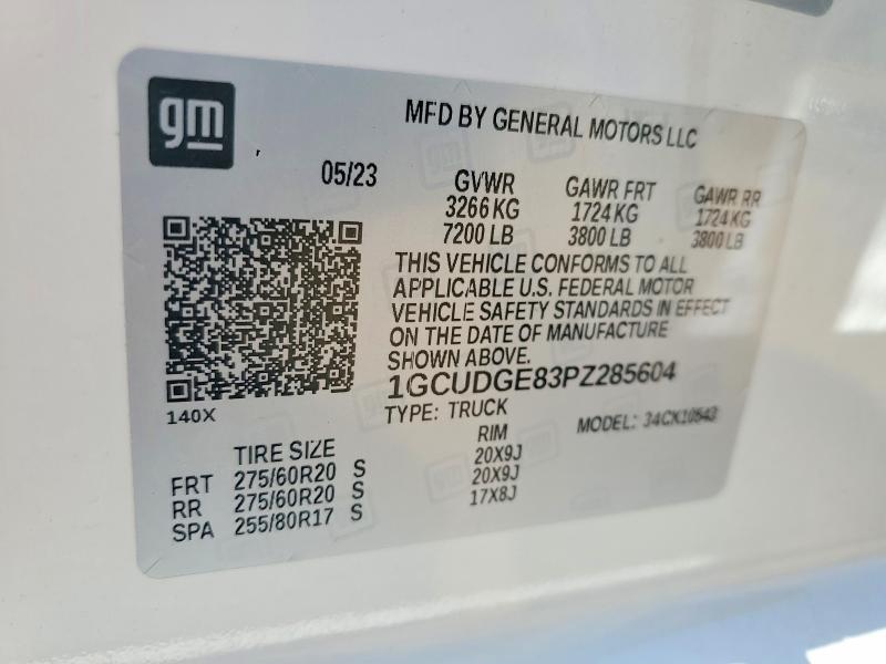 Aukcja sprzedaży 2023 Chevrolet Silverado, vin: 1GCUDGE83PZ285604, numer aukcji: 62924526