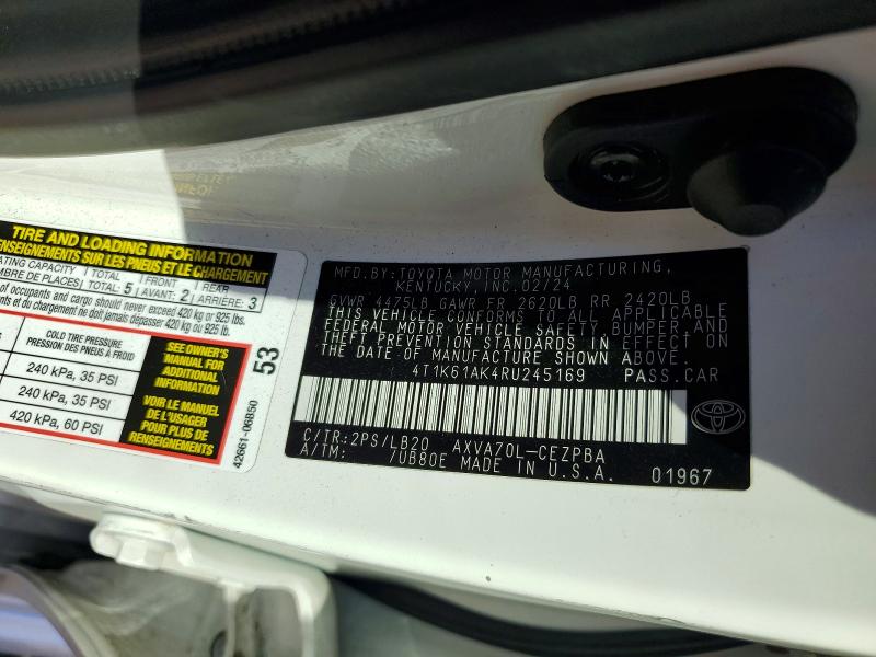 Продажа на аукционе авто 2024 Toyota Camry, vin: 4T1K61AK4RU245169, номер лота: 61802406