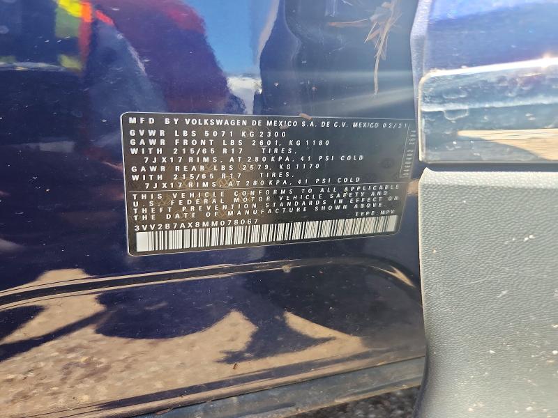 Aukcja sprzedaży 2021 Volkswagen Tiguan, vin: 3VV2B7AX8MM078067, numer aukcji: 60178316
