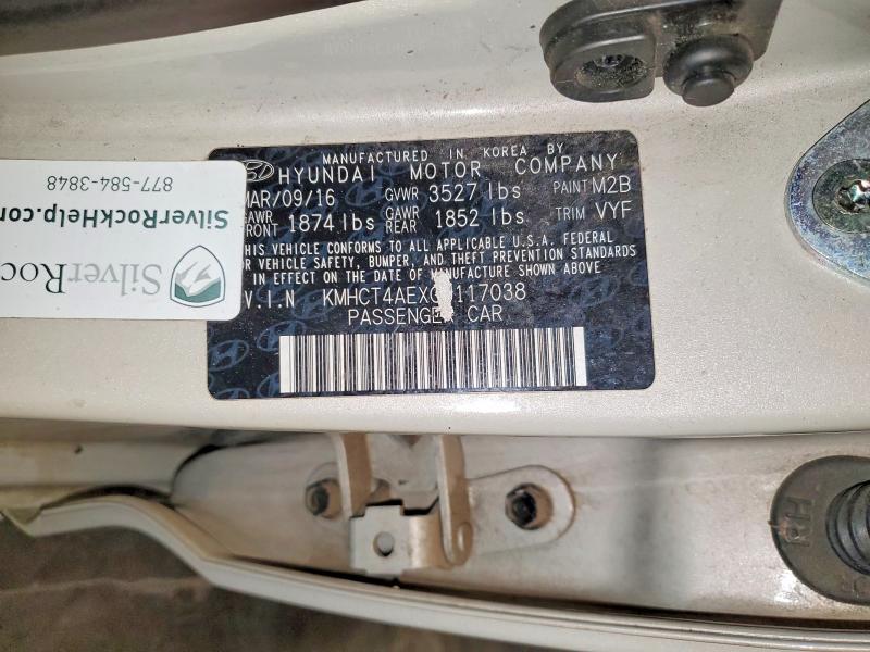 Продаж на аукціоні авто 2016 Hyundai Accent, vin: KMHCT4AEXGU117038, номер лоту: 62308926