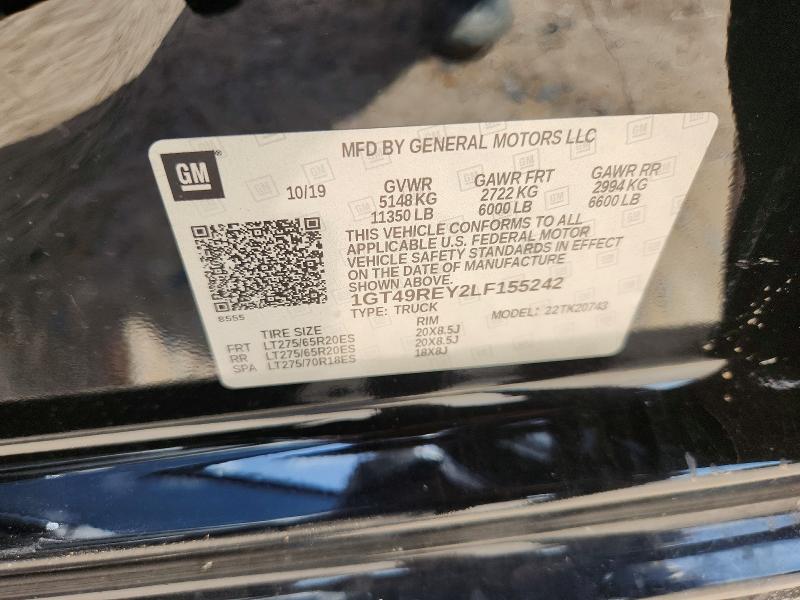 Aukcja sprzedaży 2020 Gmc Sierra, vin: 1GT49REY2LF155242, numer aukcji: 62463786