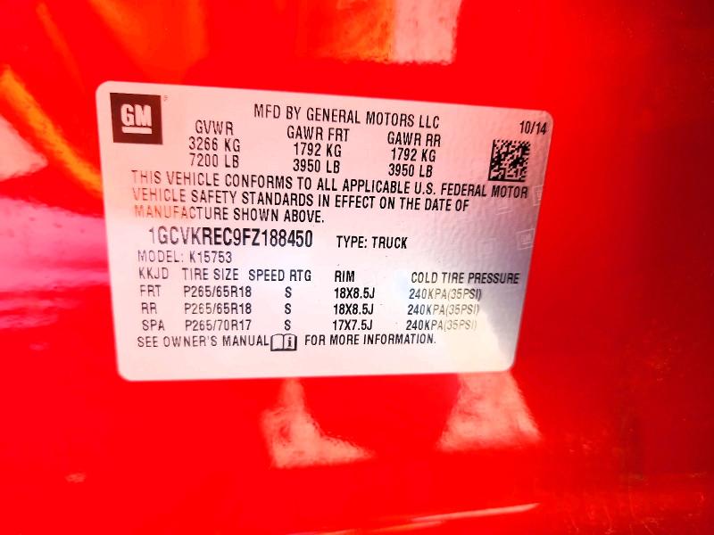 2015 Chevrolet Silverado მანქანა იყიდება აუქციონზე, vin: 1GCVKREC9FZ188450, აუქციონის ნომერი: 62538096