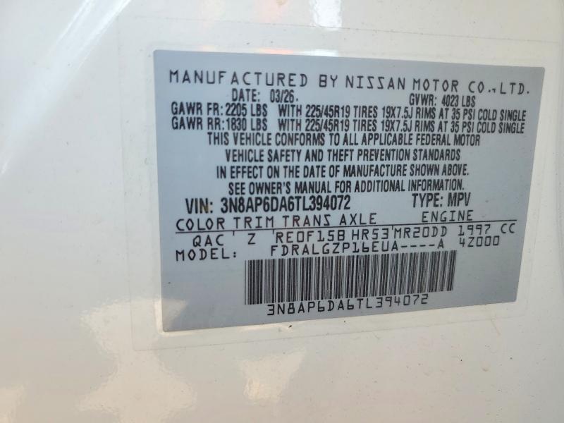 Aukcja sprzedaży 2026 Nissan Kicks, vin: 3N8AP6DA6TL394072, numer aukcji: 60514576