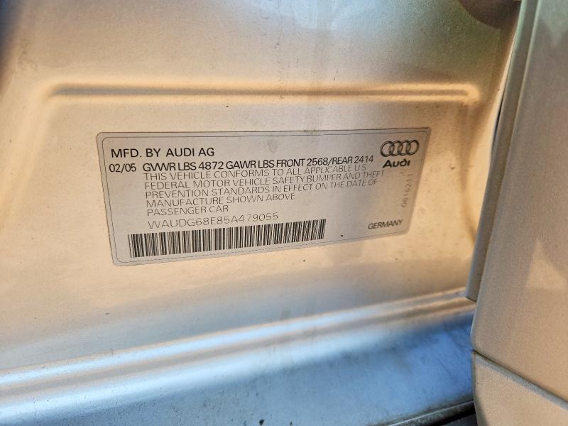 Продаж на аукціоні авто 2005 Audi A4, vin: WAUDG68E85A479055, номер лоту: 58160736