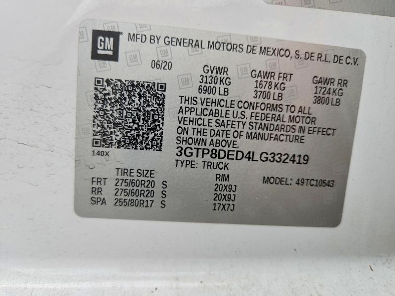 Продажа на аукционе авто 2020 Gmc Sierra, vin: 3GTP8DED4LG332419, номер лота: 61065696