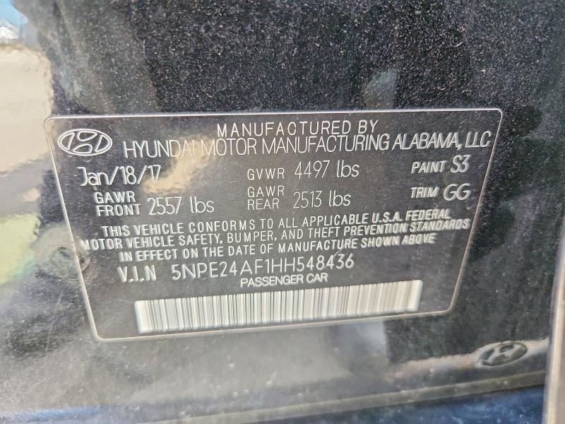 Продаж на аукціоні авто 2017 Hyundai Sonata, vin: 5NPE24AF1HH548436, номер лоту: 59154106
