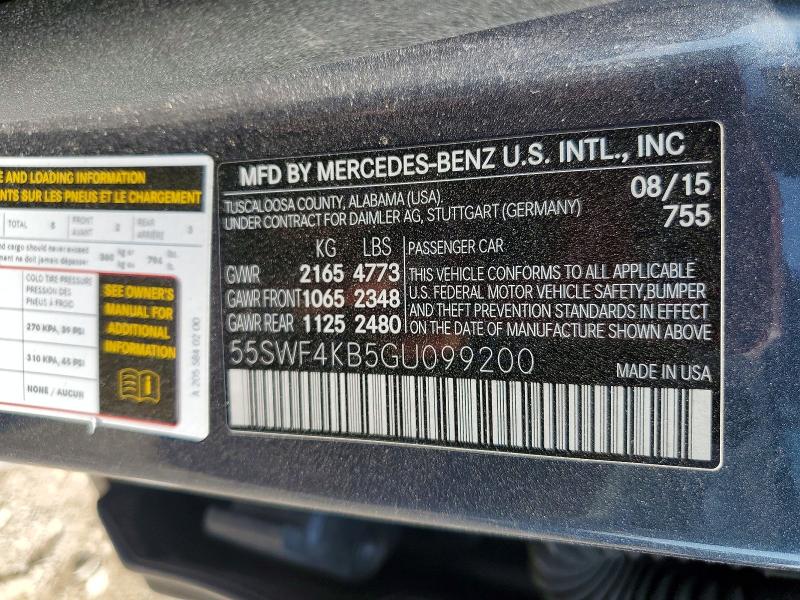 Продажа на аукционе авто 2016 Mercedes-benz C, vin: 55SWF4KB5GU099200, номер лота: 60938736