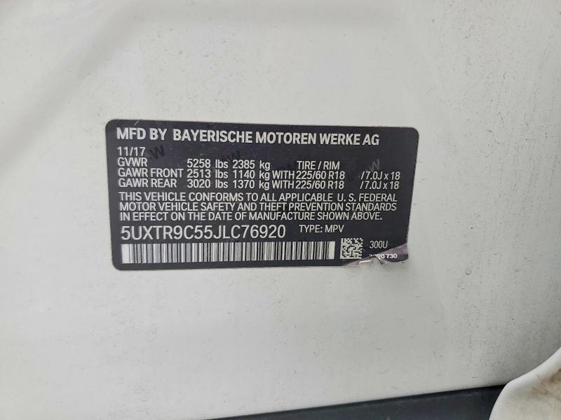 Aukcja sprzedaży 2018 Bmw X3, vin: 5UXTR9C55JLC76920, numer aukcji: 60929396
