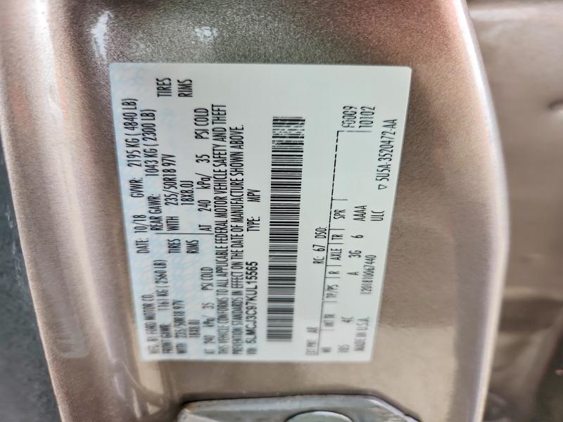 62353166 :رقم المزاد ، 5LMCJ3C97KUL15565 vin ، 2019 Lincoln Mkc مزاد بيع