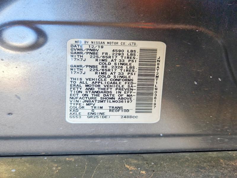 2020 Nissan Rogue მანქანა იყიდება აუქციონზე, vin: JN8AT2MT1LW036197, აუქციონის ნომერი: 60089126