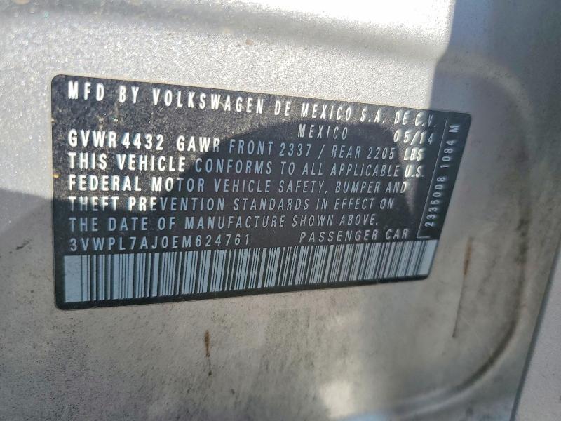 Aukcja sprzedaży 2014 Volkswagen Jetta, vin: 3VWPL7AJ0EM624761, numer aukcji: 60278126
